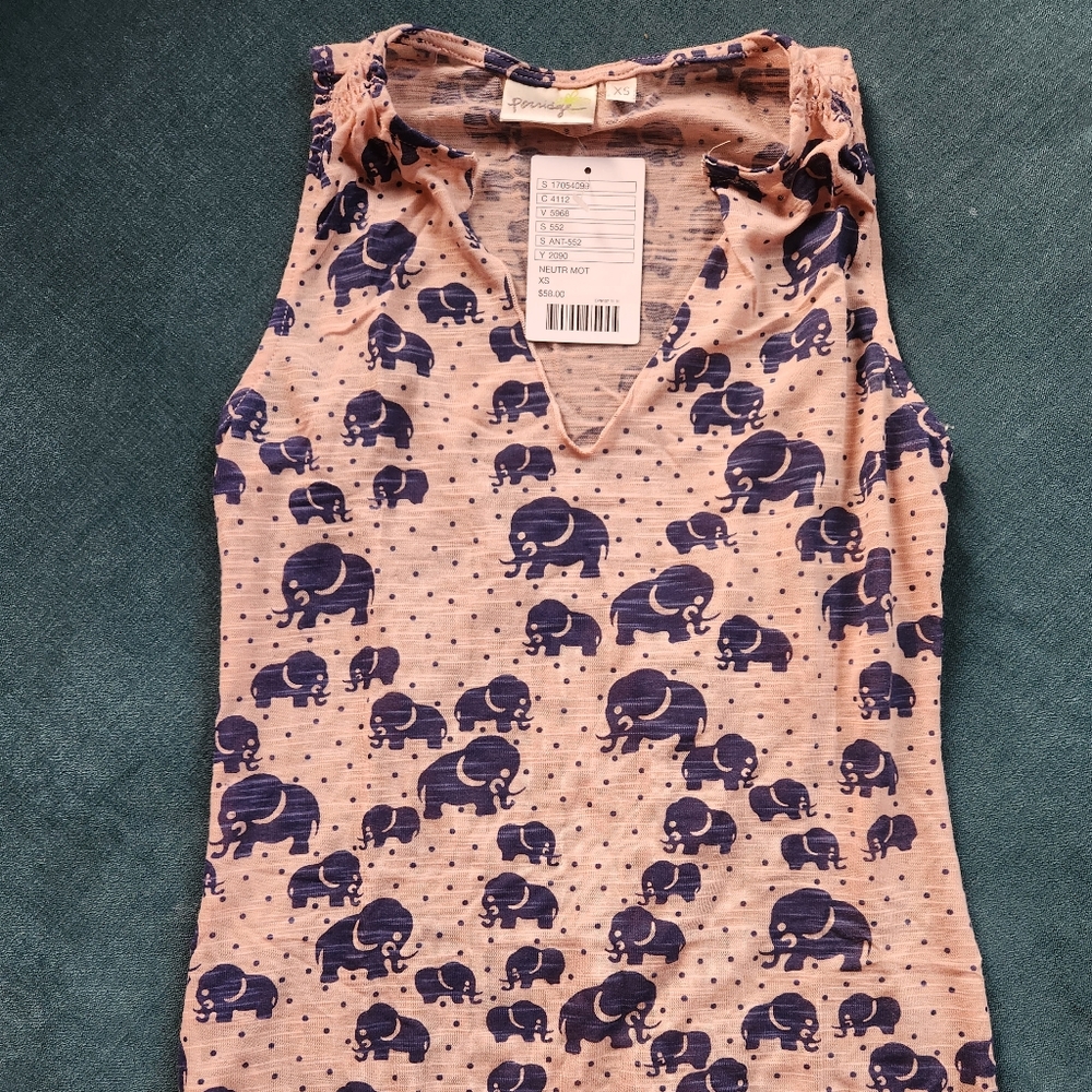 Anthropologie porridge blush elephant tank xs nwt